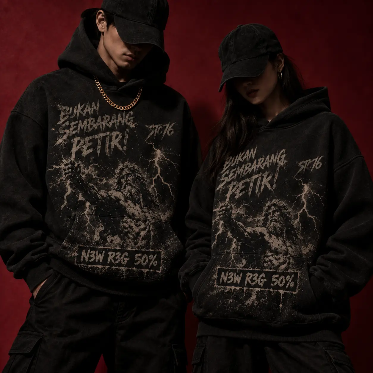 Koleksi apparel STECEU76. — hoodie oversized dan kaos grafis